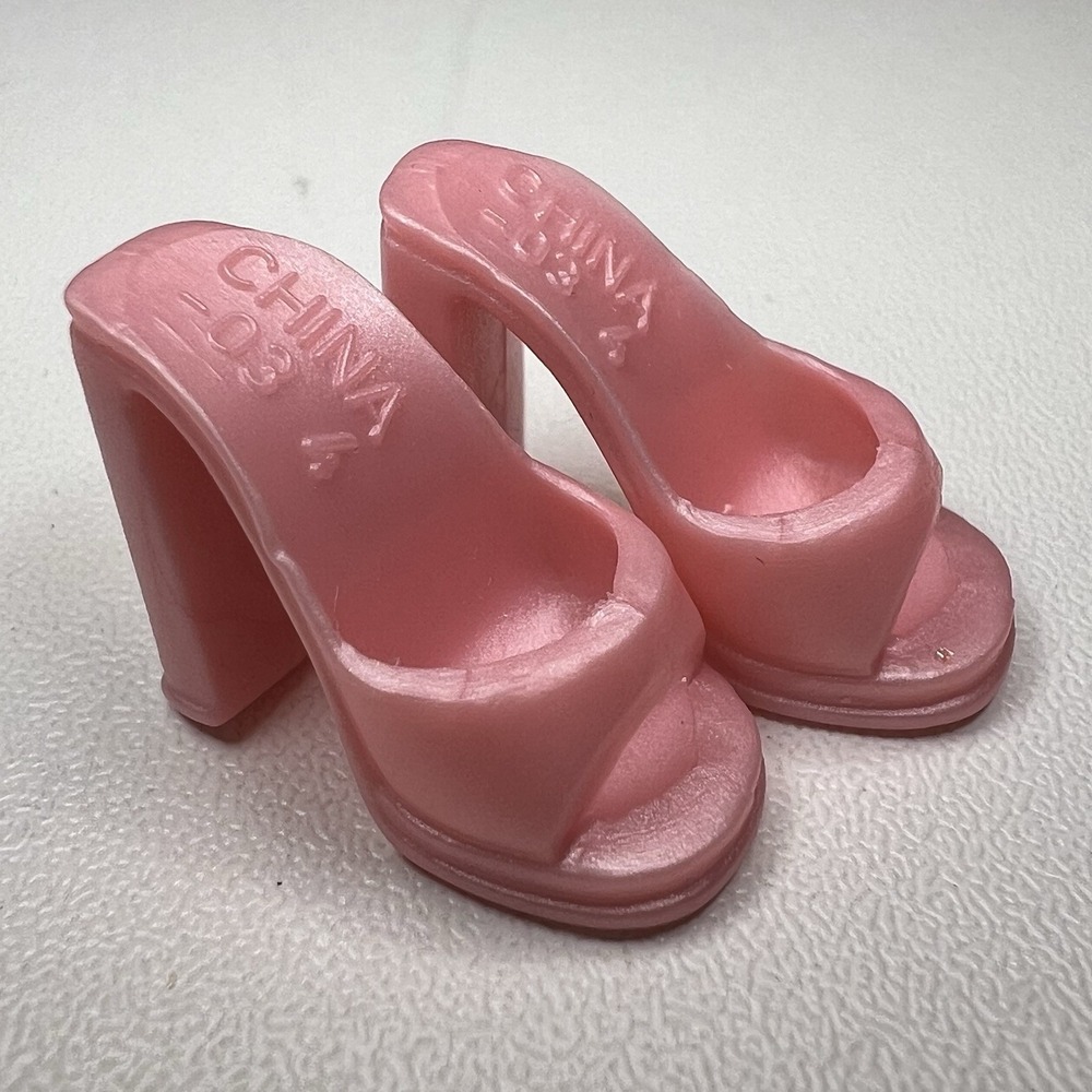 Vintage Barbie Mattel Pearlescent Pink Open-Toe Slip-On Shoes